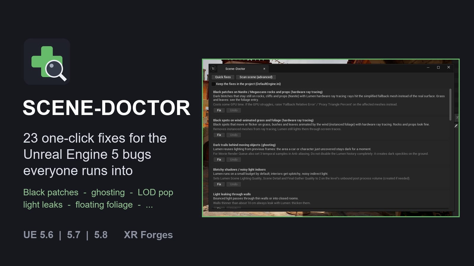 Scene-Doctor: one-click fixes for Unreal Engine 5 rendering problems