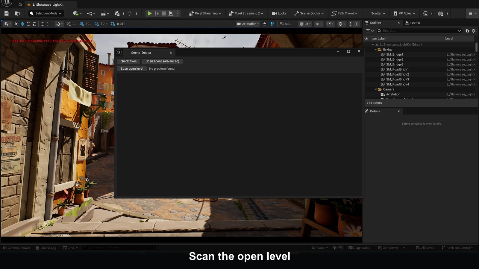 The level scan listing floating and buried foliage with Fix buttons